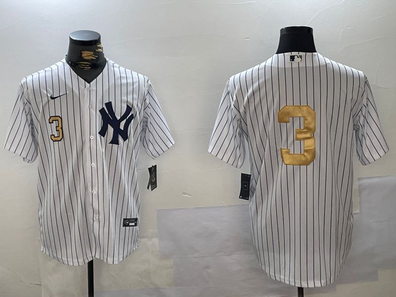 Men New York Yankees 3 Ruth White Stripe Fashion Nike 2024 MLB Jersey style 10